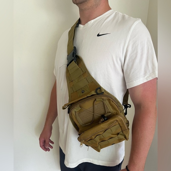 Tactical Military Style Crossbody Bag Army Green - Picture 3 of 11